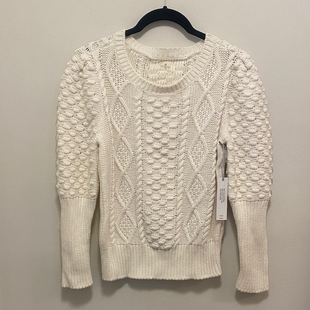 Sundays NYC Hetfield Natural White Cable Knit Sweater